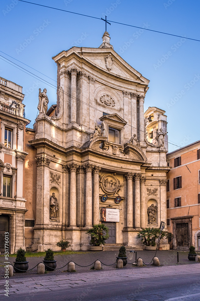 Rome, Italy. Facade of the Church of St. Marcellus on Via del Corso (San Marcello al Corso), 1683