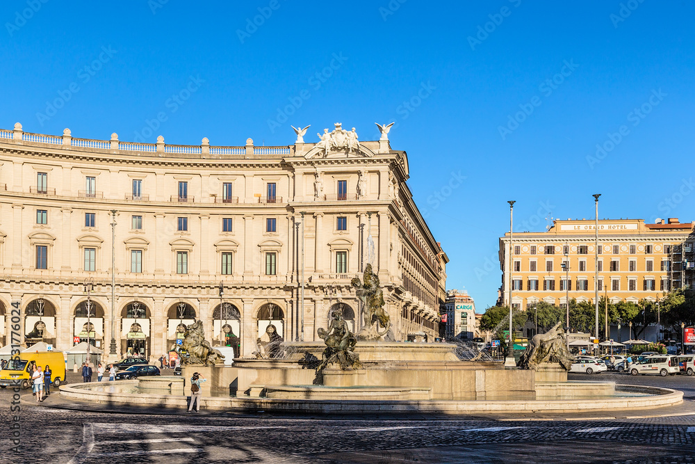 Rome, Italy. Naiad Fountain (1901) in Place de la République
