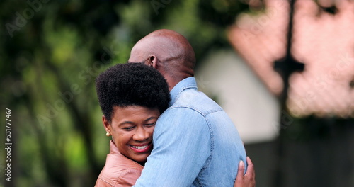 African people embrace. Two people hugging