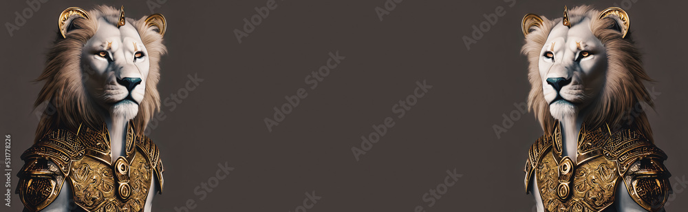Portrait of a lion, solid background. Portrait of a lion, solid background.