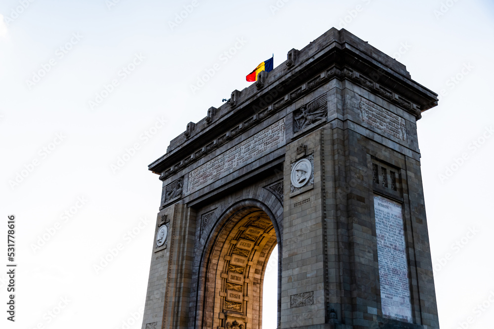Obraz na płótnie Arch of Triumph (Arcul de Triumf), Bucharest, Romania. w salonie
