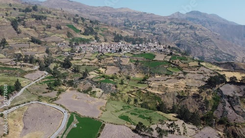 Aerial drone view of the city of Canta, located north of Lima - Peru photo