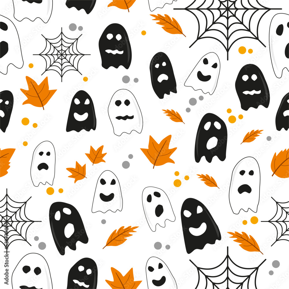 Obraz premium Seamless pattern for Halloween, scary ghosts