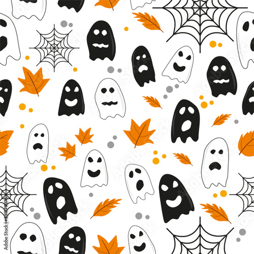 Seamless pattern for Halloween, scary ghosts