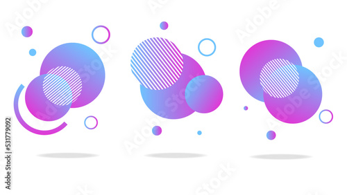 Set of round abstract badges, icons or shapes in trendy colors.