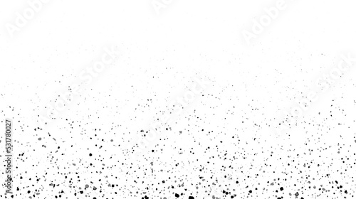 Grunge speckle texture. Dirty particles faded frame. Grungy splashed particles wallpaper. Speckle gradient effect. Splattered particles, splashes, drops wallpaper. Distress grain background.