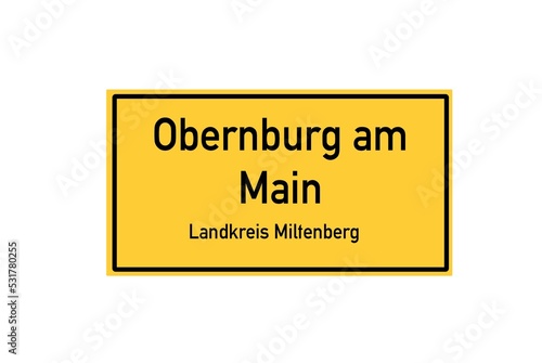 Isolated German city limit sign of Obernburg am Main located in Bayern photo