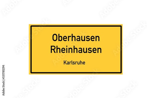 Isolated German city limit sign of Oberhausen Rheinhausen located in Baden-W�rttemberg photo