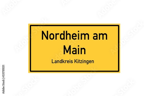 Isolated German city limit sign of Nordheim am Main located in Bayern photo