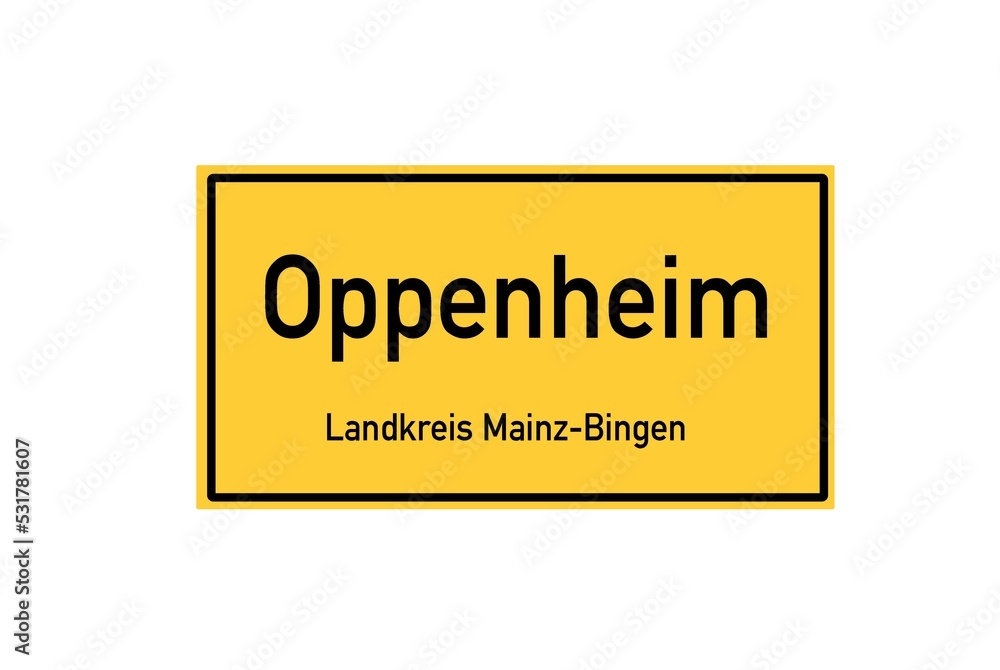 Isolated German city limit sign of Oppenheim located in Rheinland-Pfalz Isolated German city limit sign of Oppenheim located in Rheinland-Pfalz