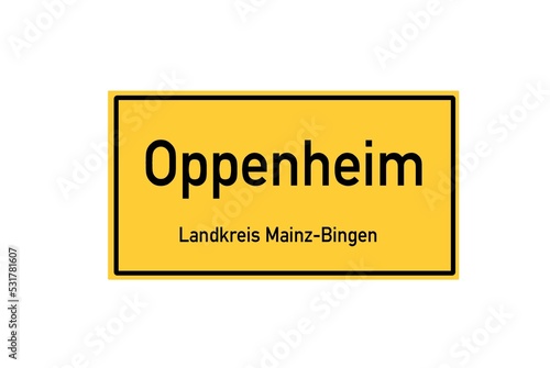 Tableau sur toile Isolated German city limit sign of Oppenheim located in Rheinland-Pfalz