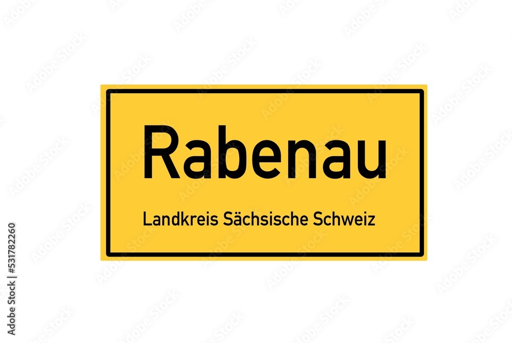 Isolated German city limit sign of Rabenau located in Sachsen Isolated German city limit sign of Rabenau located in Sachsen