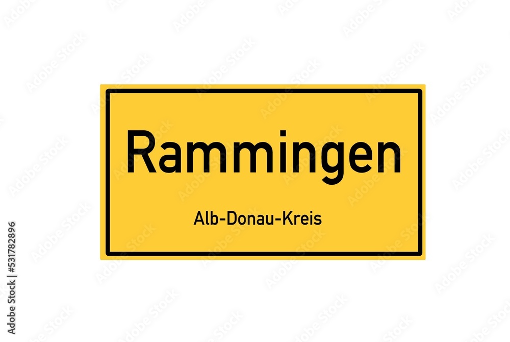 Isolated German city limit sign of Rammingen located in Baden-W�rttemberg Isolated German city limit sign of Rammingen located in Baden-W�rttemberg