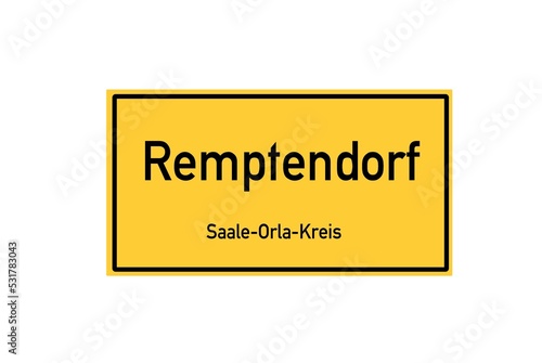 Isolated German city limit sign of Remptendorf located in Th�ringen photo