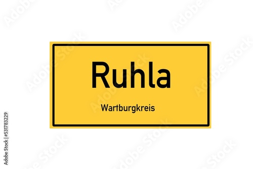 Isolated German city limit sign of Ruhla located in Th�ringen