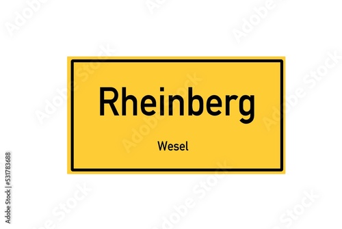 Isolated German city limit sign of Rheinberg located in Nordrhein-Westfalen photo