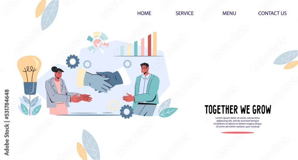 Obraz premium Startup or fundraising, attracting investments and partnership deal concept for website banner, flat vector illustration. Monetize and invest in idea, innovation and startup business project.