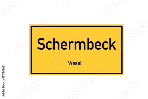 Isolated German city limit sign of Schermbeck located in Nordrhein-Westfalen photo