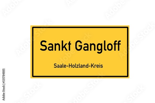 Isolated German city limit sign of Sankt Gangloff located in Th�ringen photo