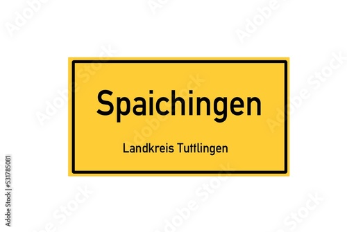 Isolated German city limit sign of Spaichingen located in Baden-W�rttemberg photo