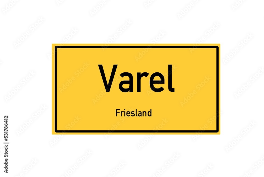 Isolated German city limit sign of Varel located in Niedersachsen