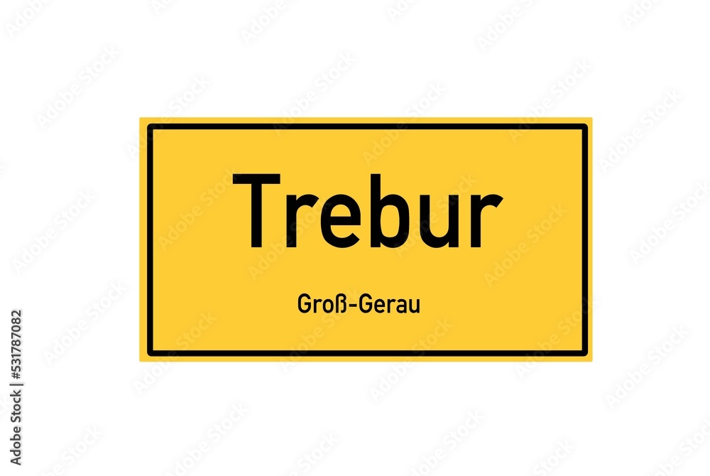 Isolated German city limit sign of Trebur located in Hessen