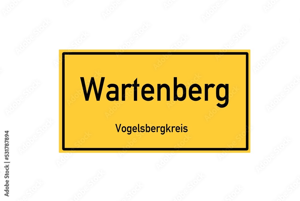 Isolated German city limit sign of Wartenberg located in Hessen Isolated German city limit sign of Wartenberg located in Hessen