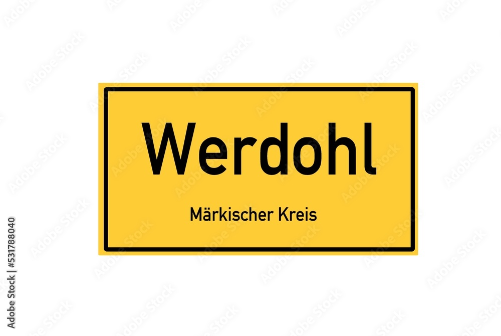 Isolated German city limit sign of Werdohl located in Nordrhein-Westfalen Isolated German city limit sign of Werdohl located in Nordrhein-Westfalen