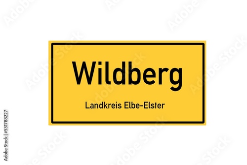Isolated German city limit sign of Wildberg located in Brandenburg © Rezona