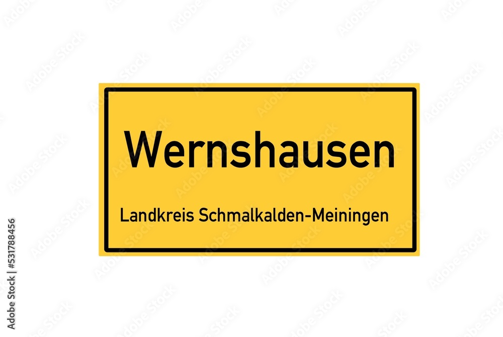 Fototapeta premium Isolated German city limit sign of Wernshausen located in Th�ringen
