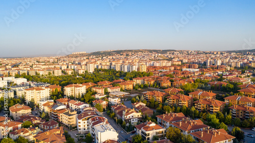 Aerial view of Eskişehir,TURKEY. River and streets in Eskişehir. Aerial photo.