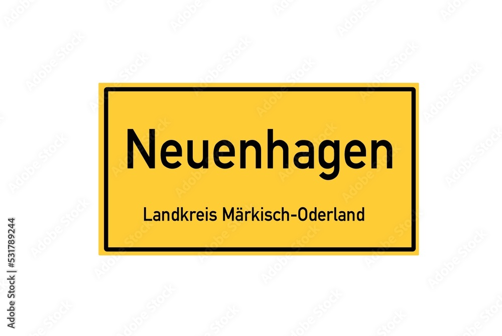 Isolated German city limit sign of Neuenhagen located in Brandenburg Isolated German city limit sign of Neuenhagen located in Brandenburg