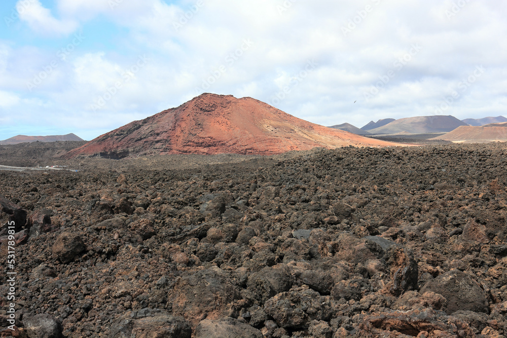 Landscape over volcano in Lanzarote, Canary Islands