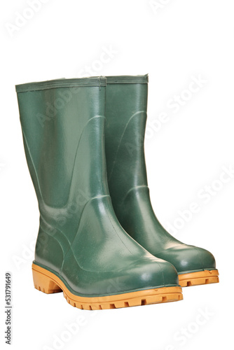 Green rubber boots
