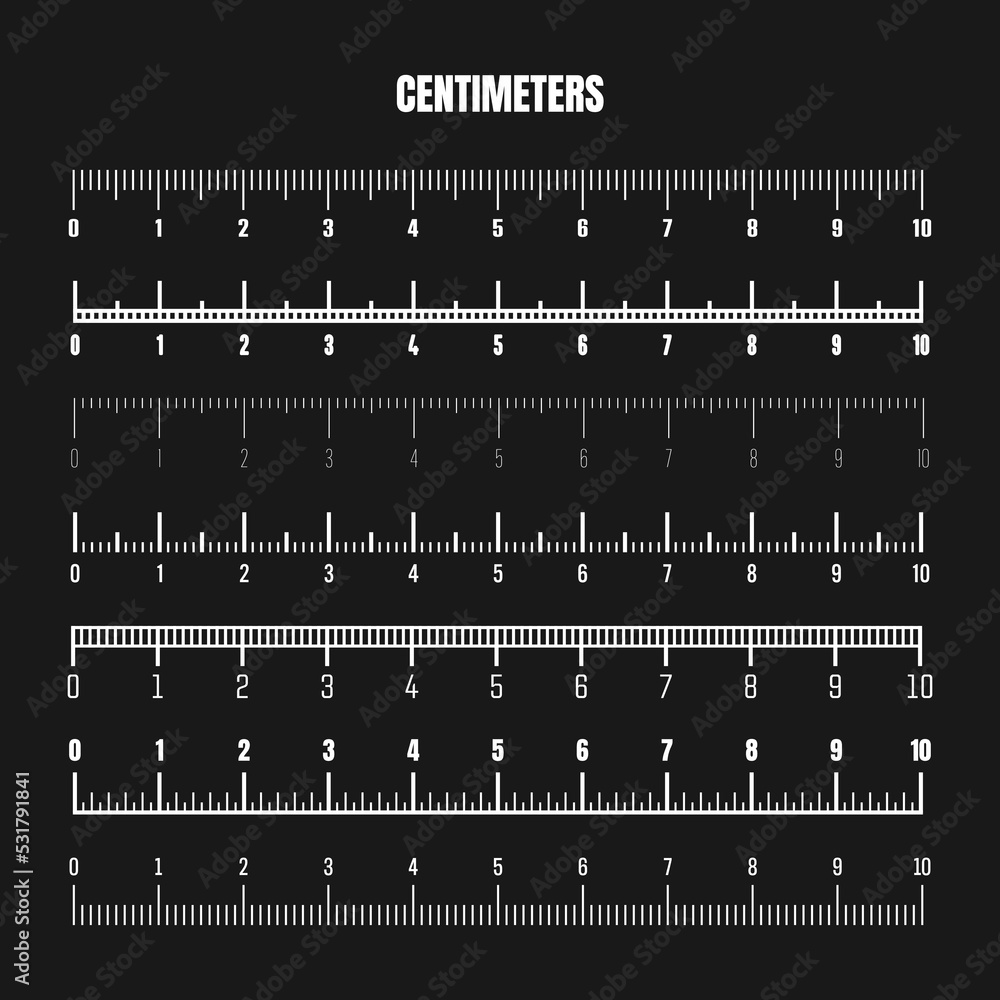 Realistic white centimeter scale for measuring length or height