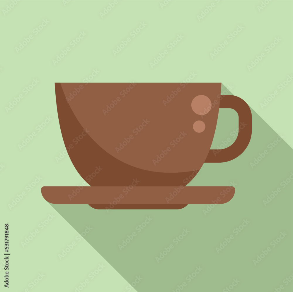 Morning coffee cup icon flat vector. Work time. Job hour Morning coffee cup icon flat vector. Work time. Job hour