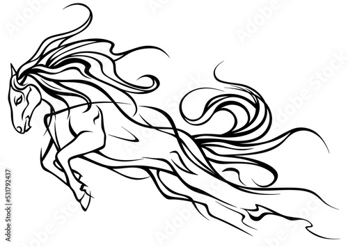 Drawn horse. Horse isolated illustration. Horse logo.