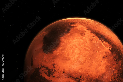 Fototapeta Naklejka Na Ścianę i Meble -  Planet Mars on a dark background. Elements of this image furnished by NASA