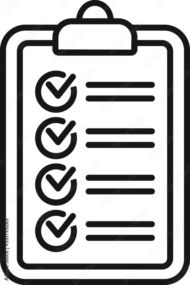 Job clipboard icon outline vector. Work time. Office hour Job clipboard icon outline vector. Work time. Office hour