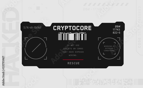 Cyberpunk decals set. Set of vector stickers and labels in futuristic style. Inscriptions and symbols.