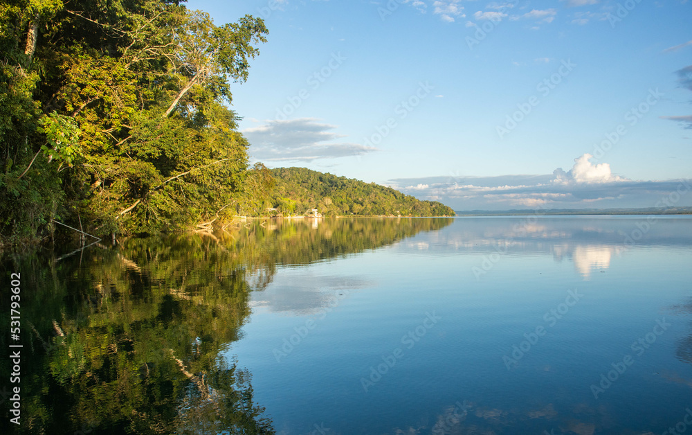 Beautiful jungle at Lake Peten Itza, El Remate, Petén, Guatemala
