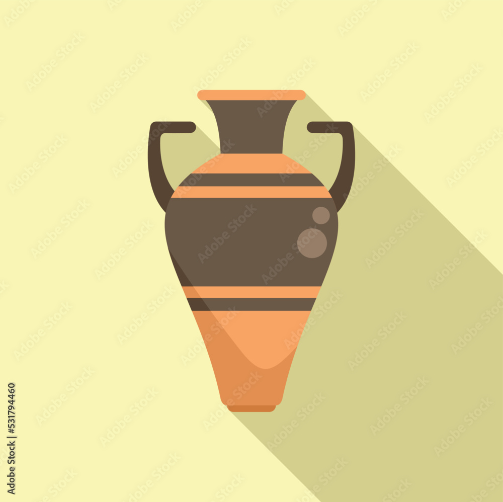 Amphora jar icon flat vector. Vase pot. Rome jug