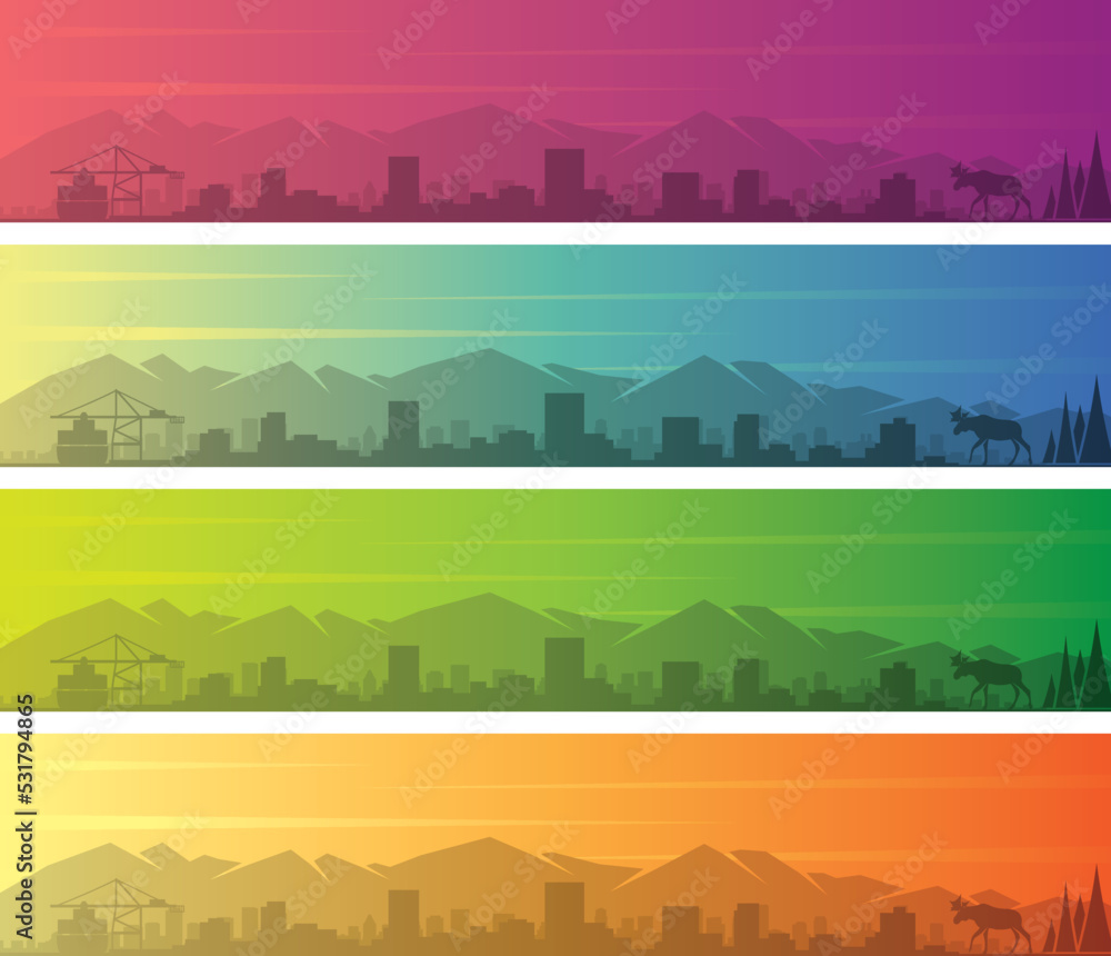 Anchorage Multiple Color Gradient Skyline Banner