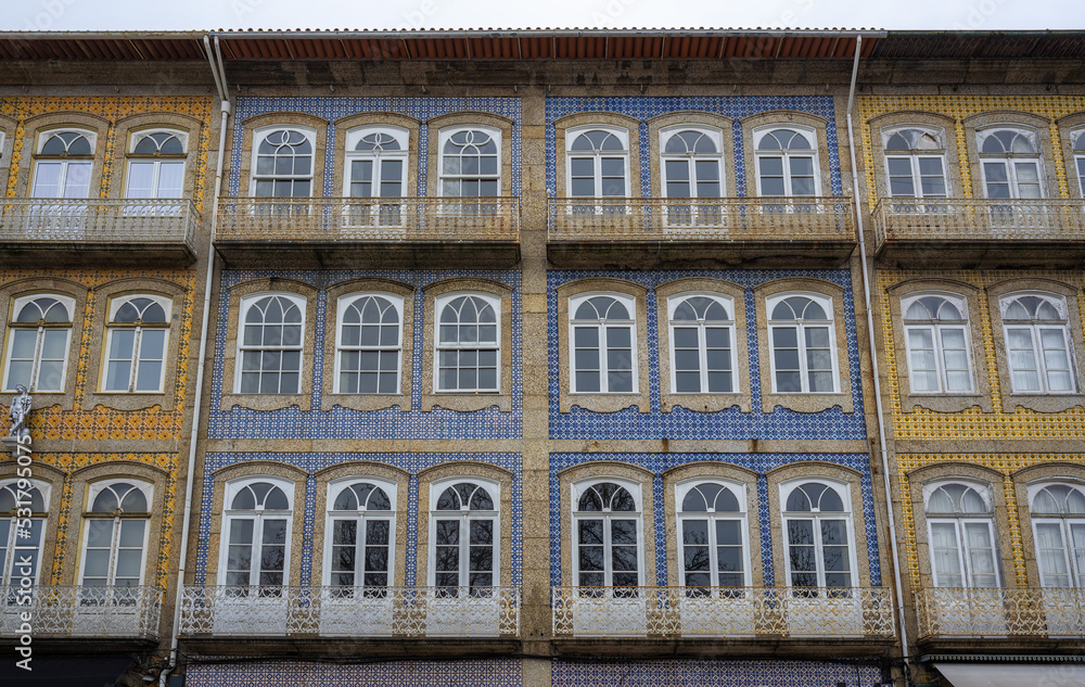 Traditional Buildings Facades and Balconies - Guimaraes, Portugal