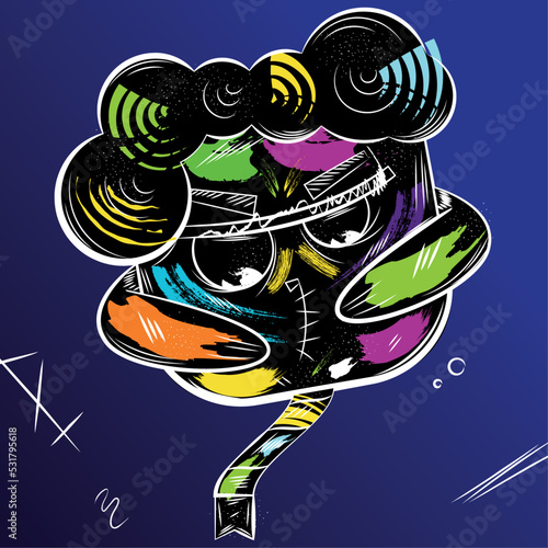 Colored abstract retro person grafitti concept Vector