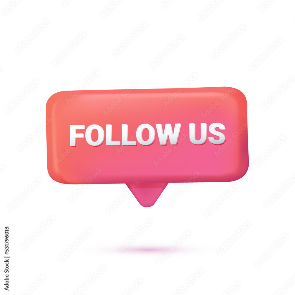 Follow us banner colorful simple. Contact us, follow us metaphor. Vector isolated concept metaphor illustrations. 3D Follow us banner colorful simple. Contact us, follow us metaphor. Vector isolated concept metaphor illustrations. 3D