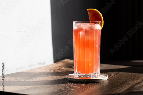 Picture of grapefruit garibaldi cocktail in a highball glass