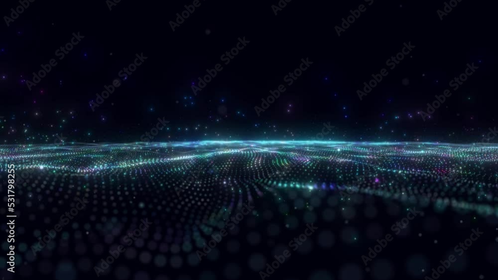 Abstract animated futuristic background. Big data visualization. Network connection. Data transfer. 3d rendering. 4k.