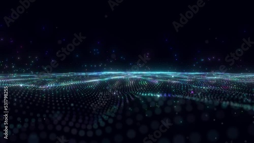 Abstract animated futuristic background. Big data visualization. Network connection. Data transfer. 3d rendering. 4k.