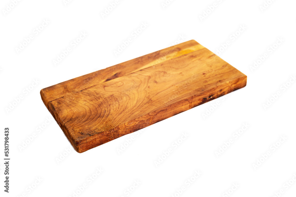 Wooden board isolated on white background. Detail for design.